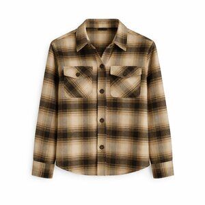 BB Dakota Steve Madden Women’s‎ S Plaid Beige Black Shacket Flannel Button Down
